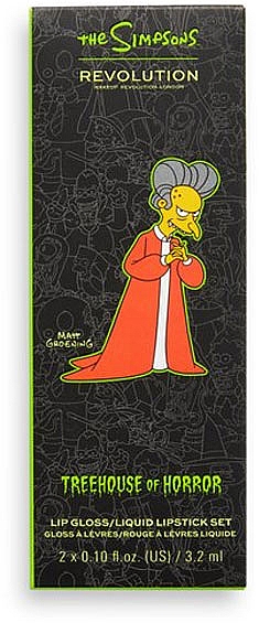 Zestaw do makijażu ust - Makeup Revolution The Simpsons Treehouse of Horror Lip Set Vampire Mr. Burns (lipgloss/3.2ml + lipstick/3.2ml) — Zdjęcie N1