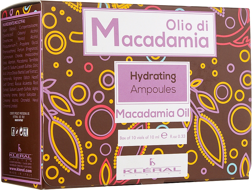 Nawilżające ampułki do włosów - Kleral System Olio Di Macadamia Hydrating Ampoules — Zdjęcie N1