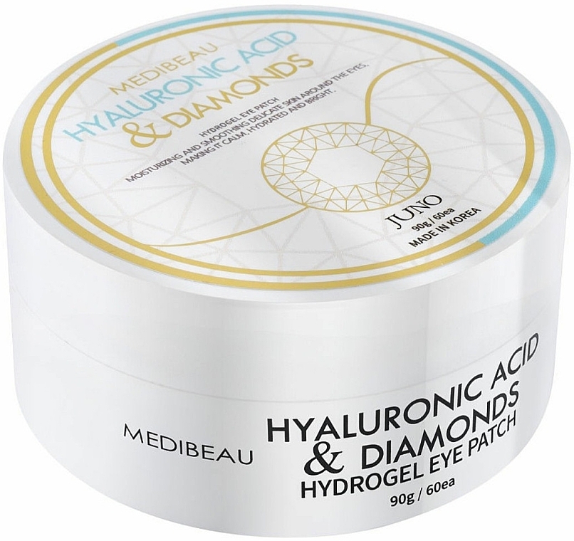 Hydrożelowe płatki pod oczy z kwasem hialuronowym i proszkiem diamentowym - Juno Medibeau Hyaluronic Acid&Diamonds Hydrogel Eye Patch — Zdjęcie N2
