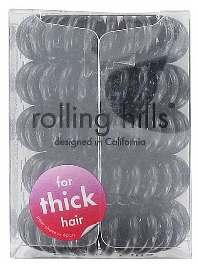 Gumka do włosów, czarna, 5 szt. - Rolling Hills 5 Traceless Hair Elastics Stronger Black — Zdjęcie N1
