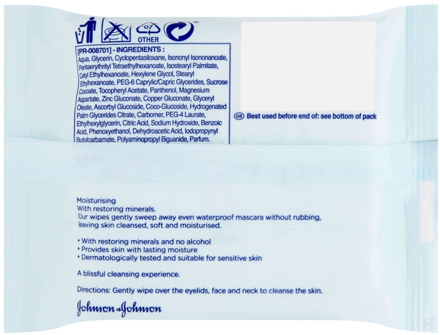 Delikatne chusteczki nawilżane - Johnson’s® Face Care Wipes Moisturising Dry Skin — Zdjęcie N2