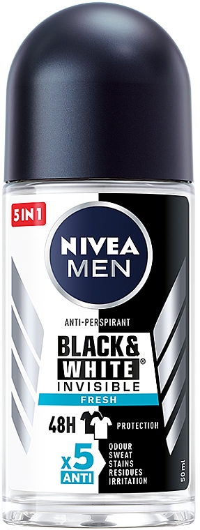 Antyperspirant w kulce dla mężczyzn - NIVEA MEN Black & White Invisible Fresh Anti-Perspirant