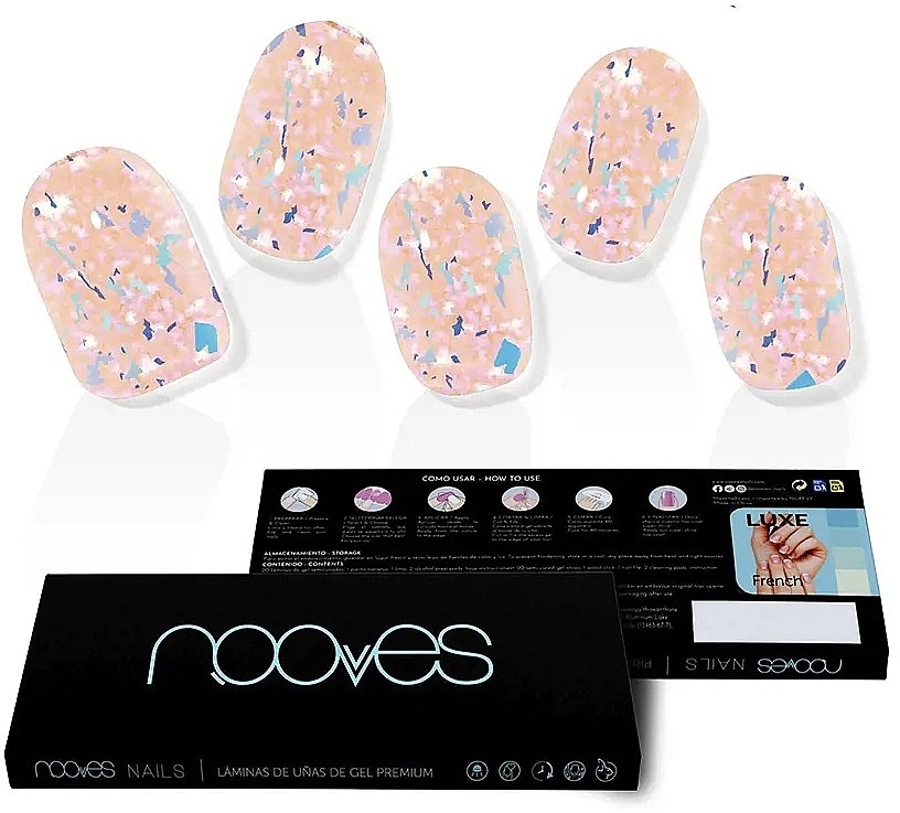 Zestaw żelowych naklejek na paznokcie - Nooves Premium Luxe Peach Galettes Metallic — Zdjęcie N1
