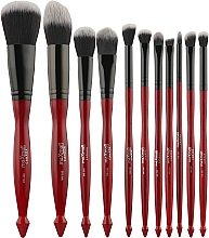 Zestaw pędzli do makijażu MB-290, 11 szt. w czarno-srebrnym etui - MaxMar Brush Set — Zdjęcie N1