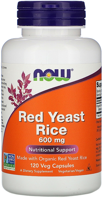 Kapsułki Czerwony ryż drożdżowy, 600 mg - Now Foods Red Yeast Rice, 600mg — Zdjęcie N1