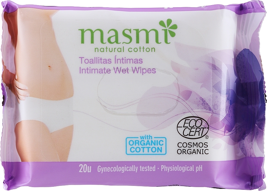Nawilżane chusteczki kosmetyczne do higieny intymnej - Masmi Natural Cotton — Zdjęcie N1
