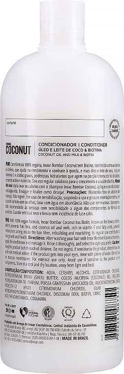 Bezsiarczanowa odżywka do włosów - Inoar Bombar Coconut Conditioner — Zdjęcie N2