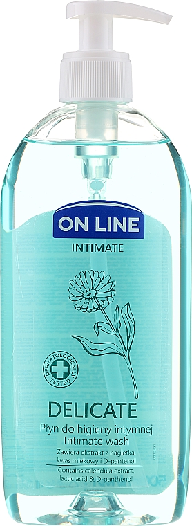 Płyn do higieny intymnej z nagietkiem, kwasem mlekowym i d-panthenolem - On Line Intimate Delicate Intimate Wash — Zdjęcie N3