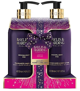 Zestaw - Baylis & Harding Moonlight Fig Luxury Hand Care Gift Set (h/wash/300ml + h/b/lot/300ml) — Zdjęcie N1