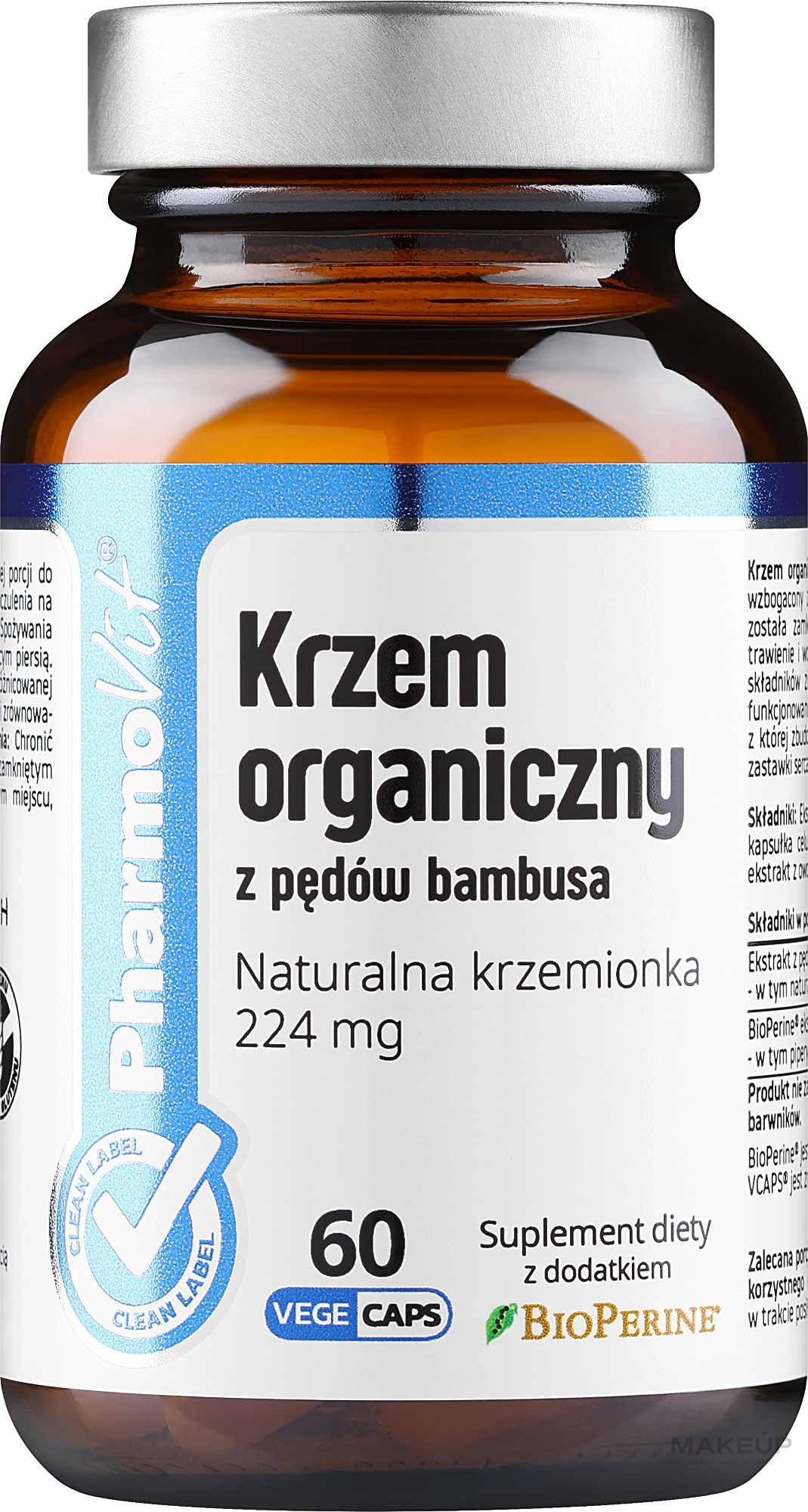 Suplement diety Krzem organiczny - Pharmovit Clean Label Organique Silica — Zdjęcie 60 szt.