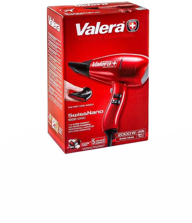 Suszarka do włosów, czerwona - Valera Swiss Nano 9400 Ionic Rotocord — Zdjęcie N2