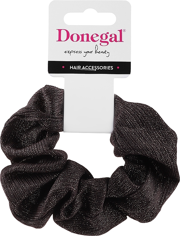 Gumka do włosów FA-5740, brązowa z lureksem - Donegal — Zdjęcie N1