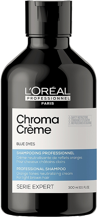 Szampon do włosów jasnobrązowych neutralizujący pomarańczowe tony - L'Oreal Professionnel Serie Expert Chroma Creme Professional Shampoo Blue Dyes