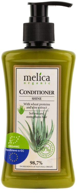 Nabłyszczająca odżywka do włosów z hydrolizowanymi proteinami pszenicy i ekstraktem z aloesu - Melica Organic Shine Conditioner — Zdjęcie N1