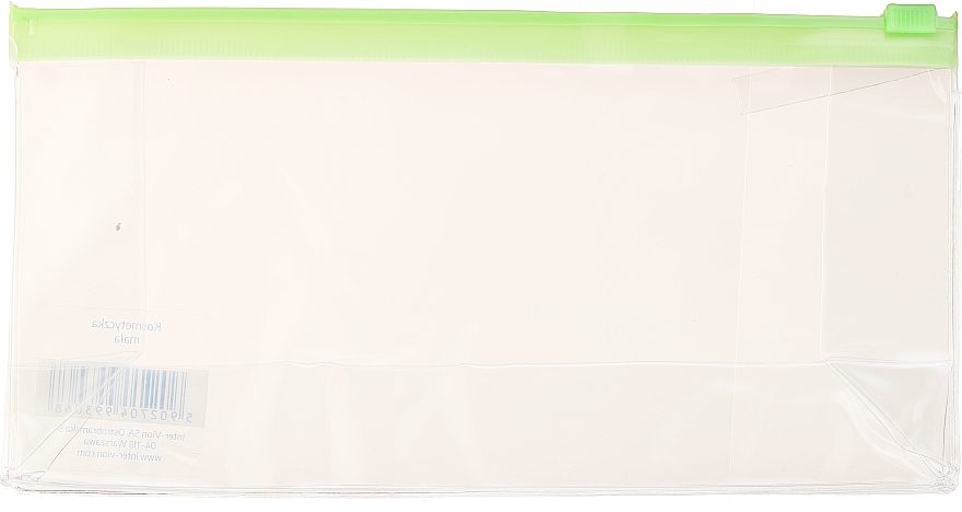 Kosmetyczka podróżna, 499306, przezroczysta z zielonym suwakiem - Inter-Vion