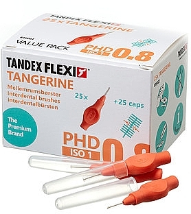 Szczoteczki międzyzębowe z nasadkami, 0,8 mm, pomarańczowe - Tandex Flexi Tangarine — Zdjęcie N1