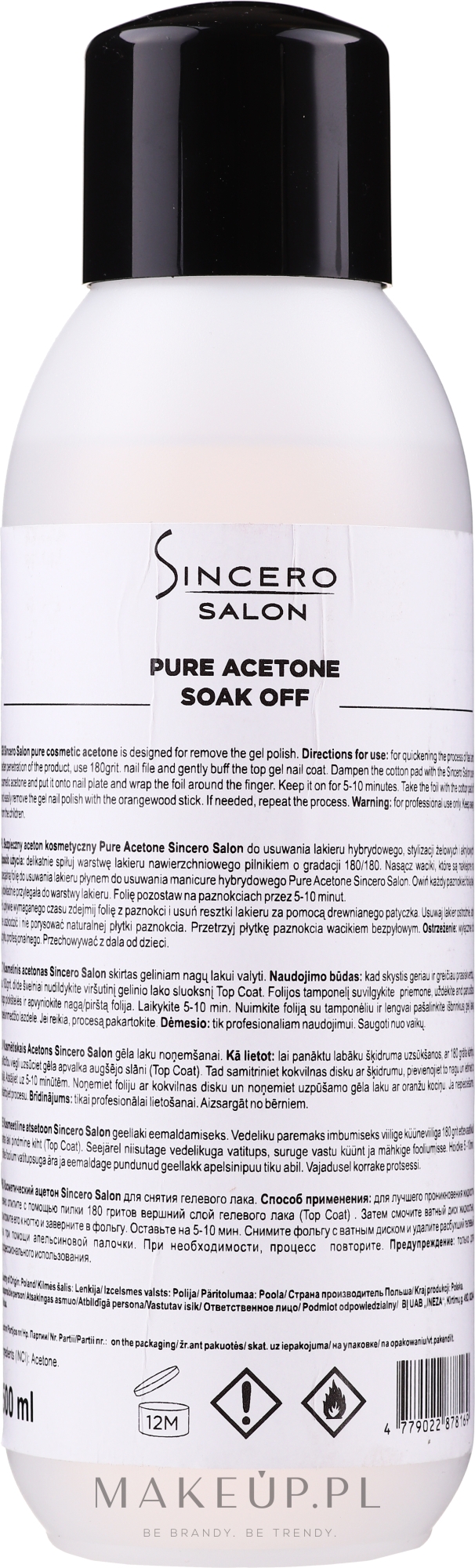 Aceton do usuwania lakieru żelowego - Sincero Salon Acetone  — Zdjęcie 500 ml