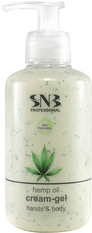 Żel do rąk i ciała z granulkami aloesu i olejem konopnym - SNB Professional Hands And Body Cream-Gel Summer Care With Aloe Vera Spheres And Hemp Oil — Zdjęcie N2