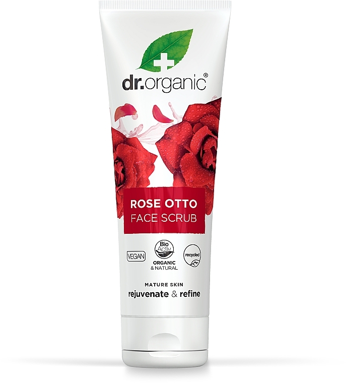 Delikatny peeling do twarzy Organiczna róża damasceńska Otto - Dr Organic Bioactive Skincare Rose Otto Face Scrub