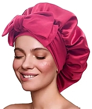 Satynowy turban do włosów z wiązaniem, bordowy - Yeye Bonnet — Zdjęcie N1