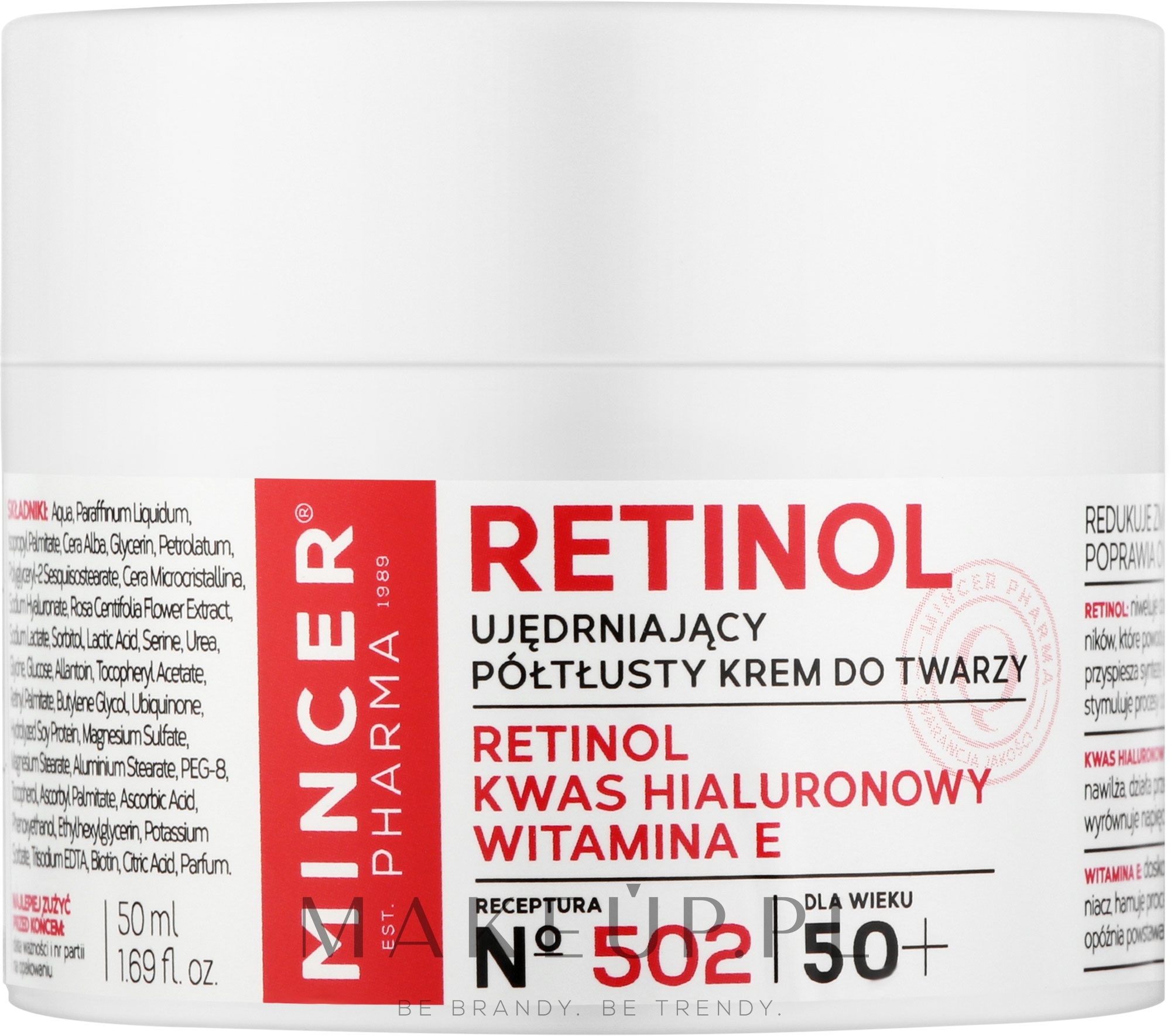 Ujędrniający krem półtłusty do twarzy 50+ - Mincer Pharma Retinol N°502 Face Cream — Zdjęcie 50 ml