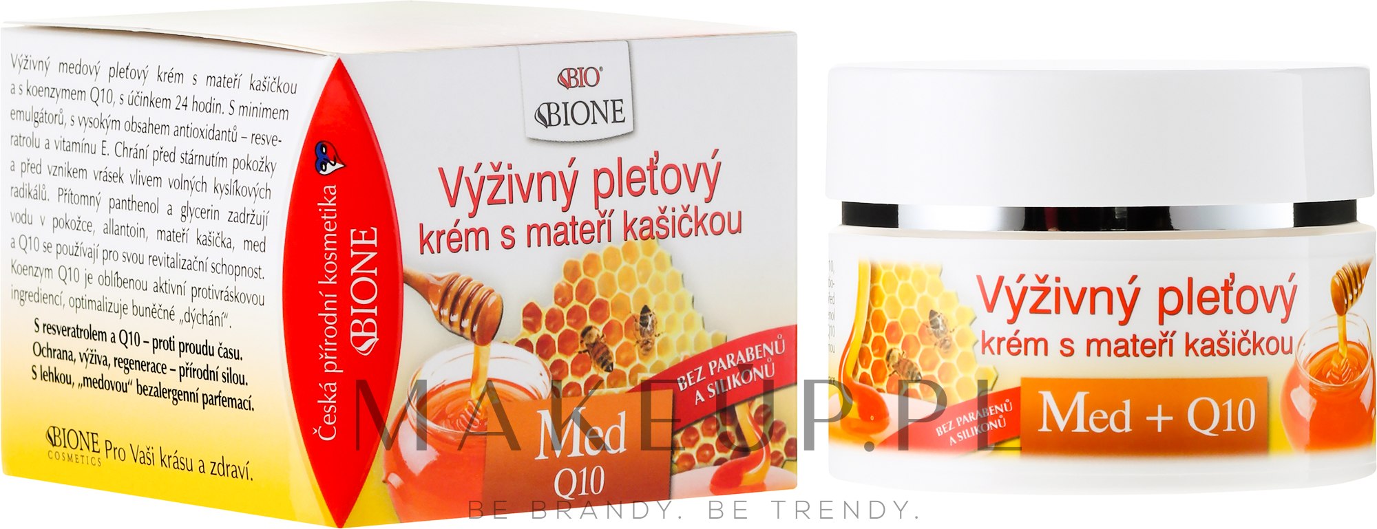 Odżywczy krem do twarzy z mleczkiem pszczelim - Bione Cosmetics Honey + Q10 Cream — Zdjęcie 51 ml