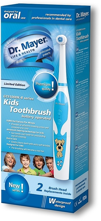 Elektryczna szczoteczka do zębów dla dzieci, GTS1000K, niebieska - Dr. Mayer Kids Toothbrush — Zdjęcie N2