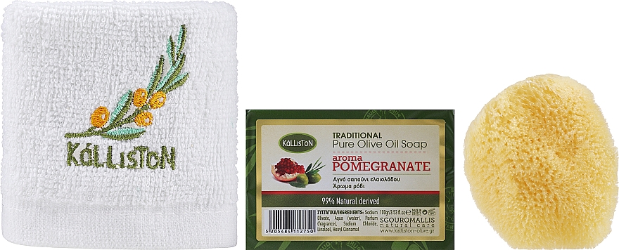 Zestaw - Kalliston Pomegranate (soap/100g + sponge + towel) — Zdjęcie N2