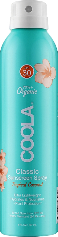 Przeciwsłoneczny spray do ciała Kokos - Coola Classic Body Organic Sunscreen Spray SPF 30 Tropical Coconut — Zdjęcie N1