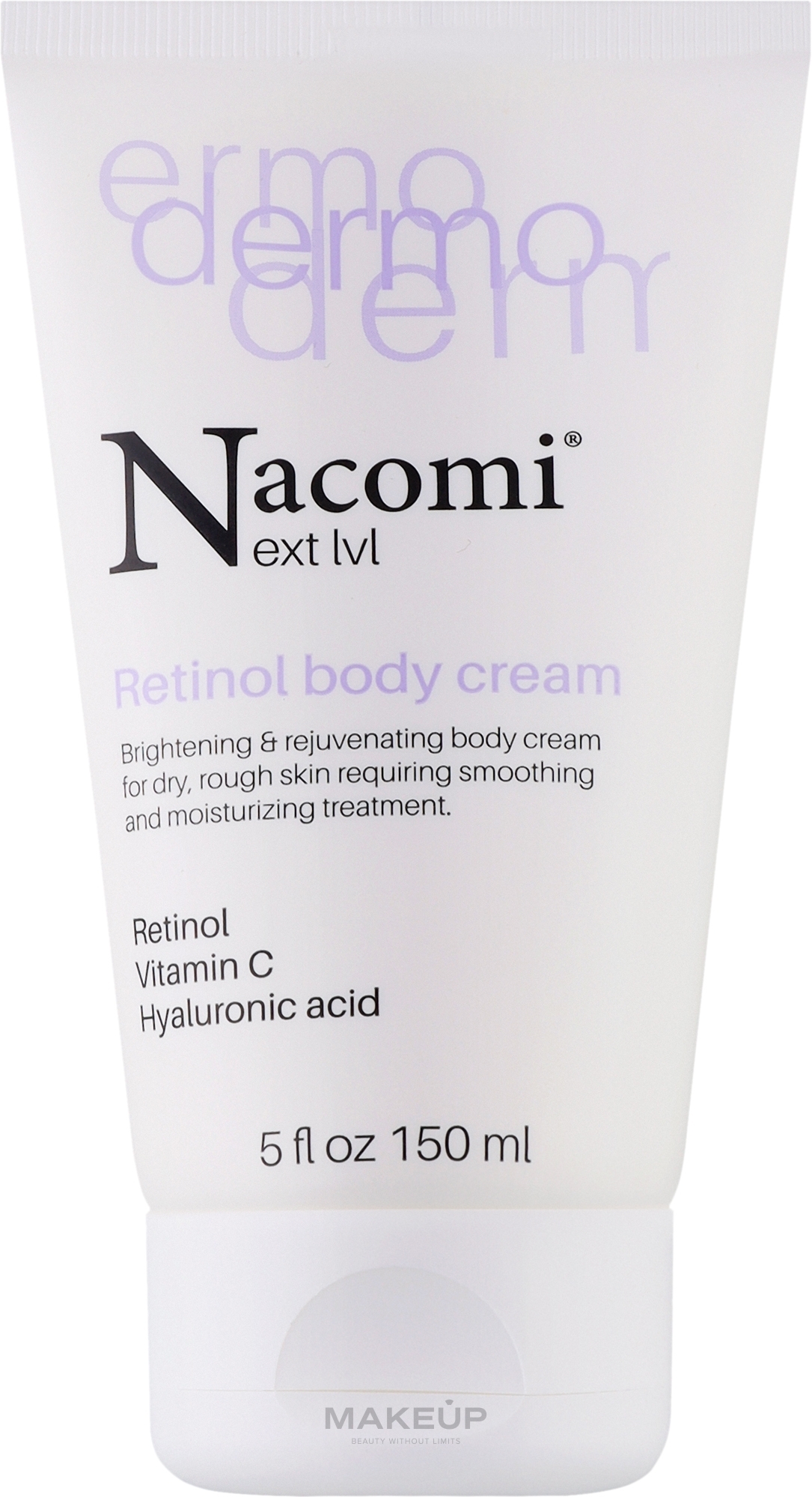 Rozświetlający i odmładzający krem do ciała - Nacomi Next Level Dermo Cream — Zdjęcie 150 ml