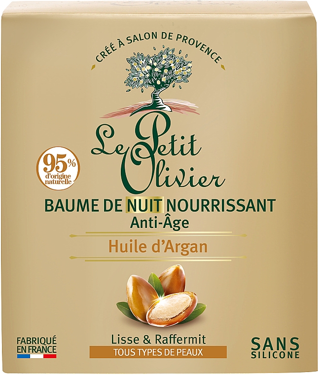 Przeciwstarzeniowy balsam do twarzy na noc z olejkiem arganowym - Le Petit Olivier Night Balm Anti-aging Argan Oil — Zdjęcie N2