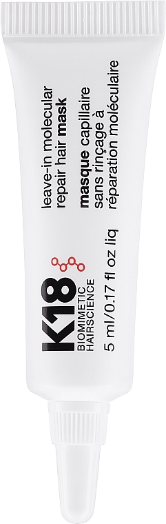 Maska bez spłukiwania do włosów - K18 Hair Biomimetic Hairscience Leave-in Molecular Repair Mask Mini Size — Zdjęcie N2