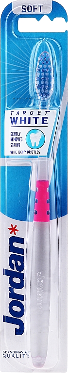 Wybielająca miękka szczoteczka do zębów, przezroczysto-różowa - Jordan Target White — Zdjęcie N1