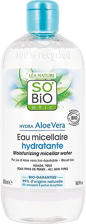 Nawilżająca woda micelarna z bioaloesem do demakijażu - So'Bio Etic Aloe Vera Hydrating Micellar Water — Zdjęcie N1