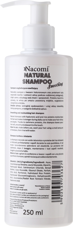 Naturalny szampon wygładzająco-nawilżający do włosów - Nacomi — Zdjęcie N2
