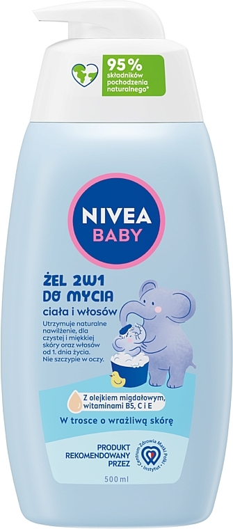 Żel 2w1 do mycia ciała i włosów 500 ml z pompką - NIVEA BABY — Zdjęcie N1