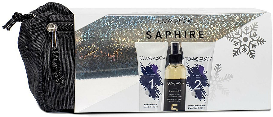 Zestaw - Tomas Arsov Sapphire Set (shampoo/250ml + cond/250ml + h/keratin/200ml + bag/1pcs) — Zdjęcie N1