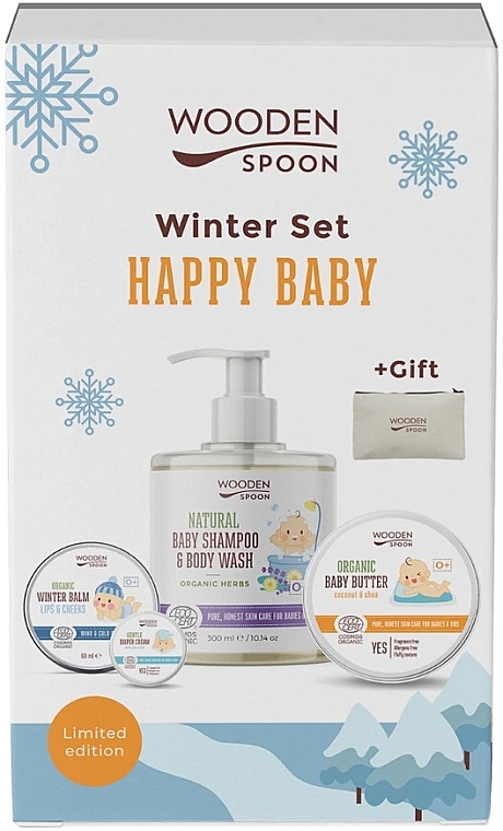 Zestaw - Wooden Spoon Winter Baby Set 2023 (sh/gel/300ml + b/balm/100ml + b/cr/15ml + lip/balm/60ml + bag/1pcs) — Zdjęcie N1