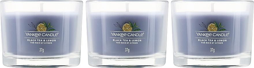 Zestaw świec zapachowych - Yankee Candle Black Tea & Lemon (candle/3x37g) — Zdjęcie N2