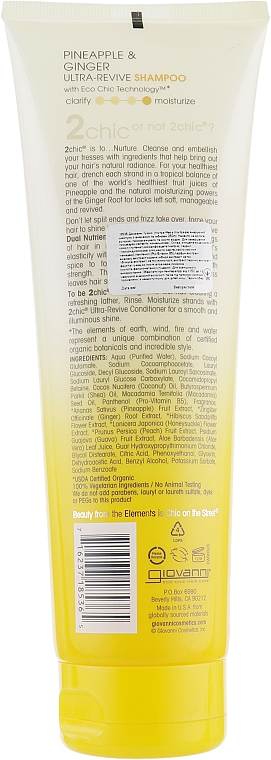 Szampon do włosów suchych i nieposłusznych Ananas i imbir - Giovanni Shampoo 2Chic Ultra-Revive Dry or Unruly Hair — Zdjęcie N2