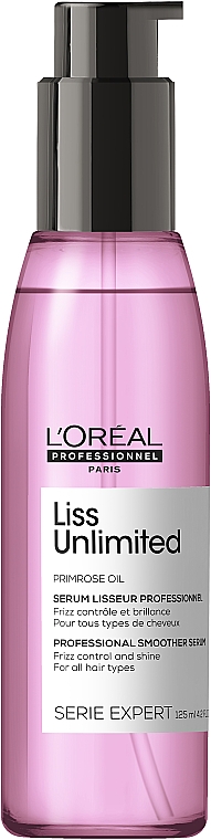 Nabłyszczający olejek wygładzający do włosów z olejem wiesiołkowym - L'Oréal Professionnel Liss Unlimited Blow-Dry Oil New