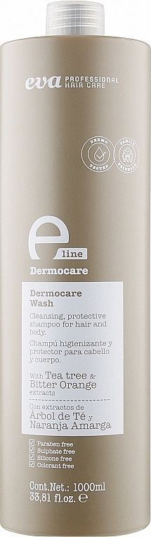 Ochronny szampon do włosów i ciała - Eva Professional E-line Dermocare Wash Shampoo — Zdjęcie N1