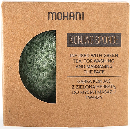 Gąbka konjac z zieloną herbatą do mycia i masażu twarzy - Mohani Natural Konjac Green Tea Cleansing Sponge — Zdjęcie N2