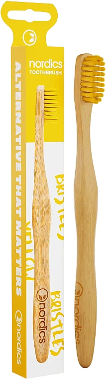 Bambusowa szczoteczka do zębów, średnio twarda, żółte włosie - Nordics Bamboo Toothbrush — Zdjęcie N1