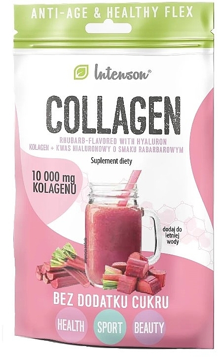 Suplement diety Kolagen + kwas hialuronowy + witamina C o smaku rabarbarowym - Intenson — Zdjęcie N1