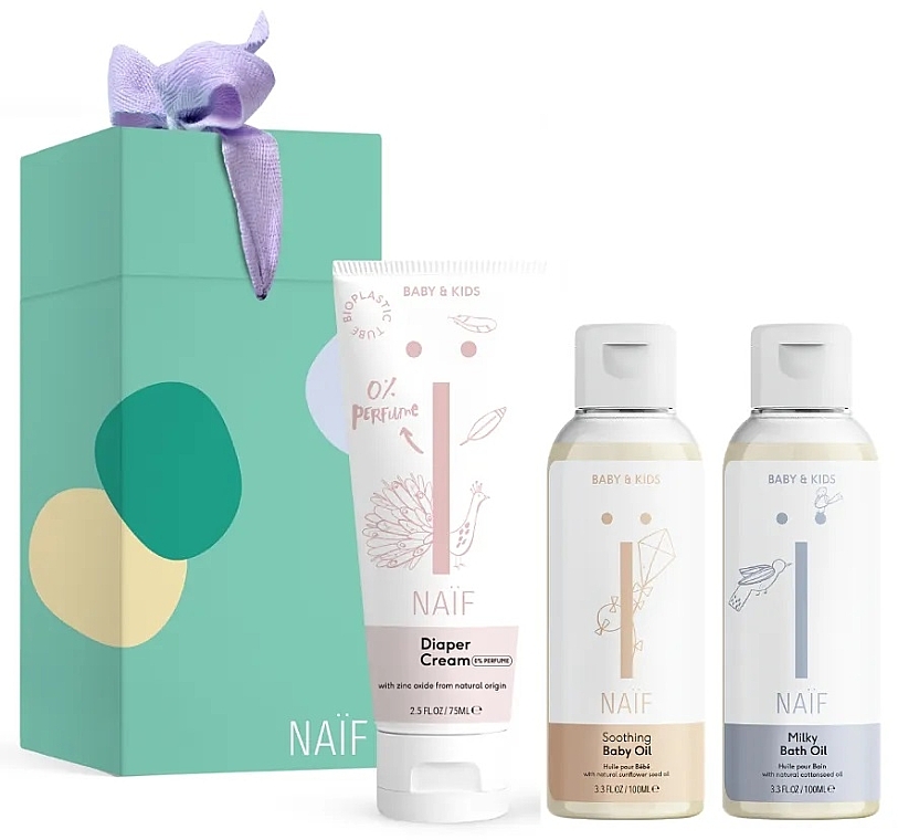 Zestaw - Naif Newborn Essentials Set (b/oil/100ml + b/cr/75ml + b/oil/100ml) — Zdjęcie N1