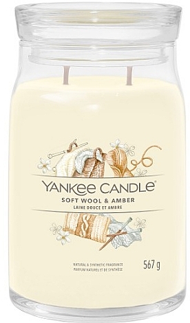 Świeca zapachowa w słoiku Soft Wool & Amber, 2 knoty - Yankee Candle Singnature  — Zdjęcie N2