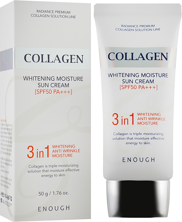 Krem przeciwsłonecznych z kolagenem morskim o działaniu wybielającym - Enough Collagen 3in1 Whitening Moisture Sun Cream SPF50 PA+++