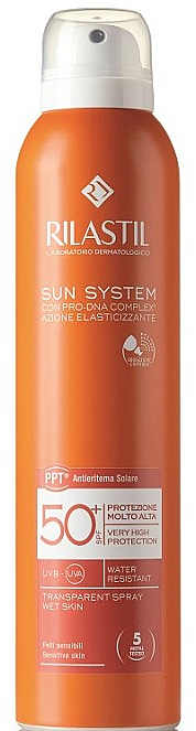 Transparentny spray do ciała chroniący przed słońcem z filtrem SPF 50 - Rilastil Sun System SPF50 — Zdjęcie N1