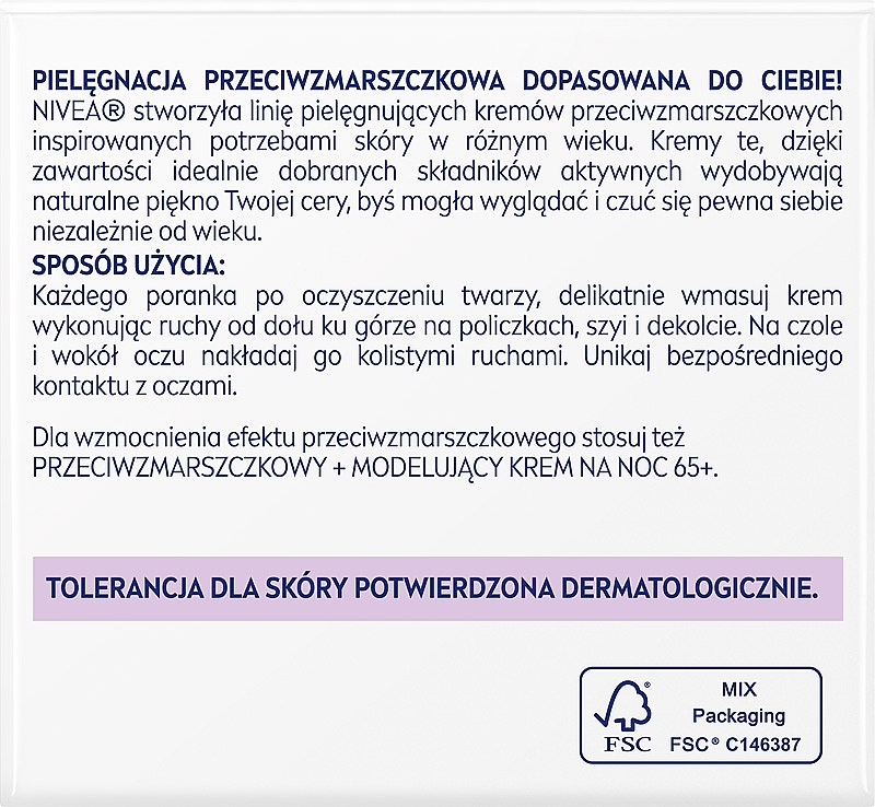 PRZECENA! Przeciwzmarszczkowy + modelujący krem na dzień SPF 30 65+ - NIVEA * — Zdjęcie N5